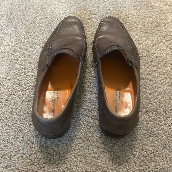 Santoni Brown Leather Slip On Dress Shoes Size 10 Made In Italy D1953 - Picture 5 of 14